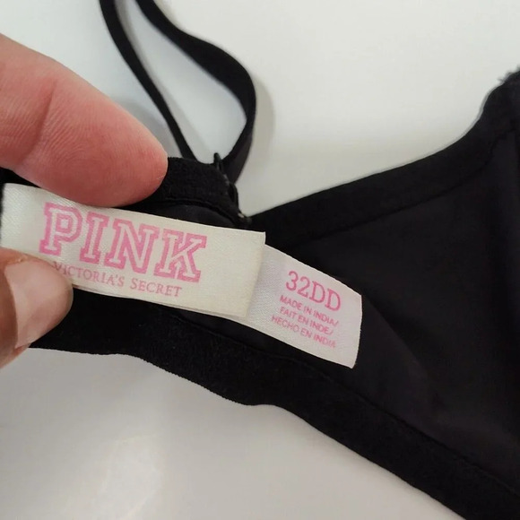 Victorias Secret PINK Wear Everywhere Push Up Pigeonnant Bra Size 32DD Black - Picture 7 of 9